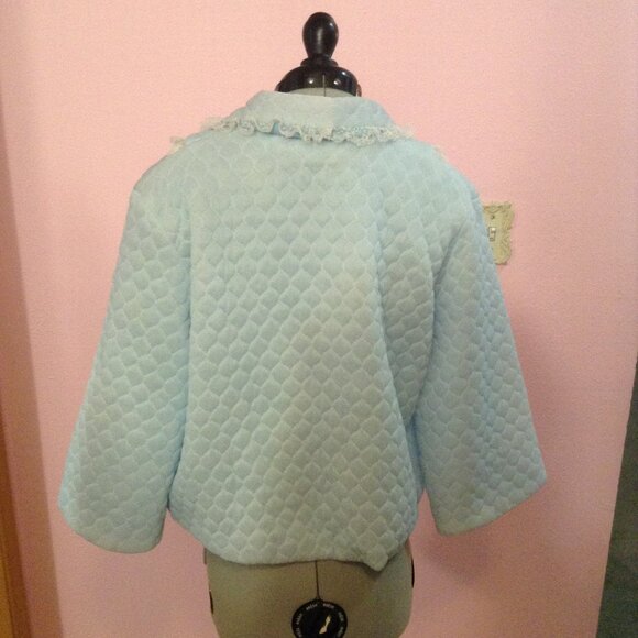 Vintage Light Blue Quilted Sleepwear Top - Picture 2 of 3